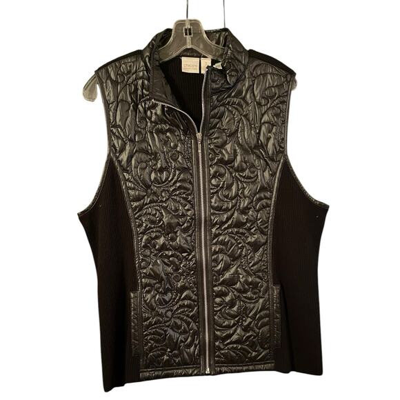 Chico’s Size 3 (14-16) Quilted Scroll Puffer Front & Knit Back Vest NWT - Picture 2 of 7